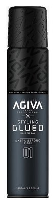 1 Спрей для укладання волосся Agiva Extra Strong Black — Glued, 400 мл 21429 фото